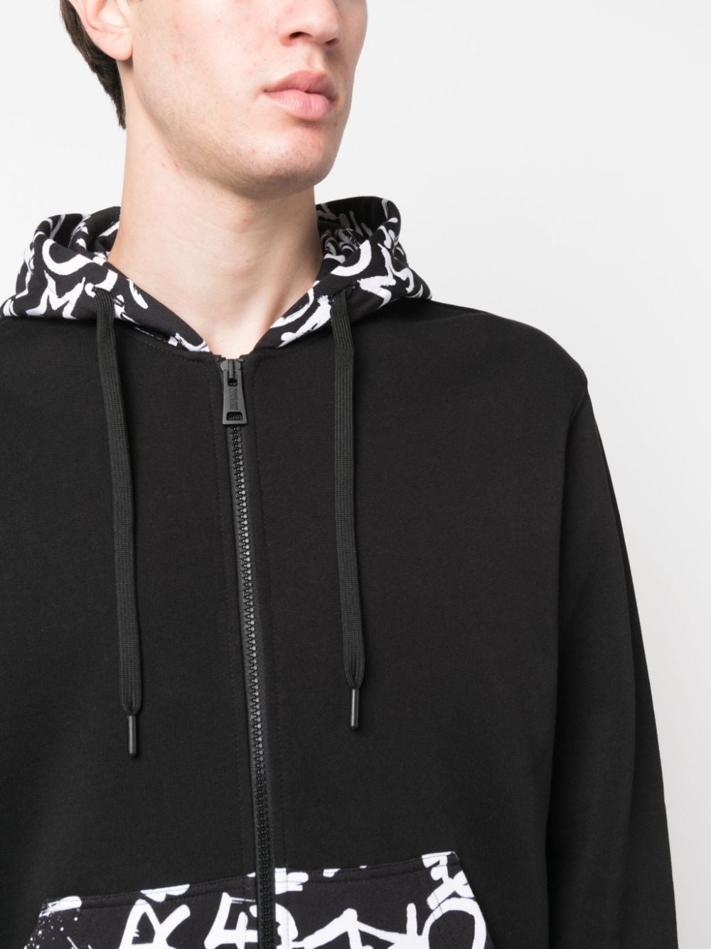 graffiti-print zip-up cotton hoodie - 5