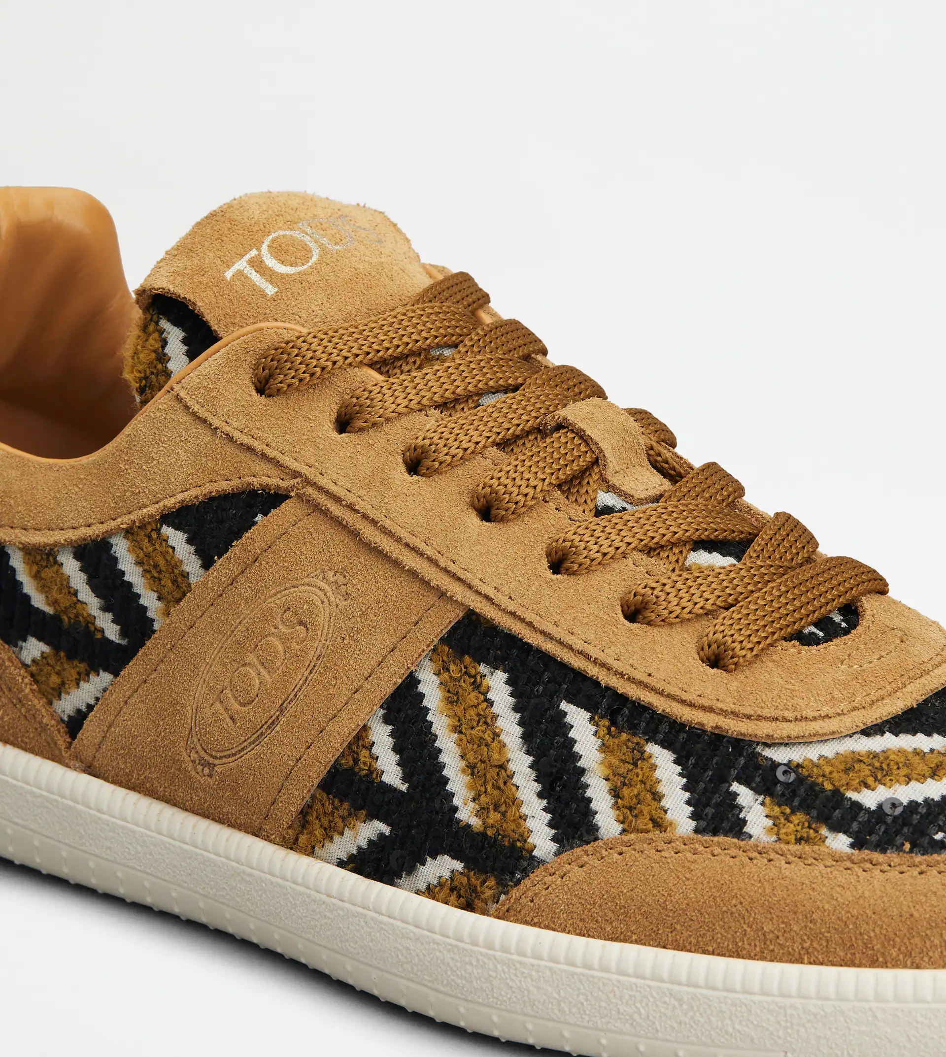 TOD'S TABS SNEAKERS IN SUEDE AND FABRIC - BROWN - 6