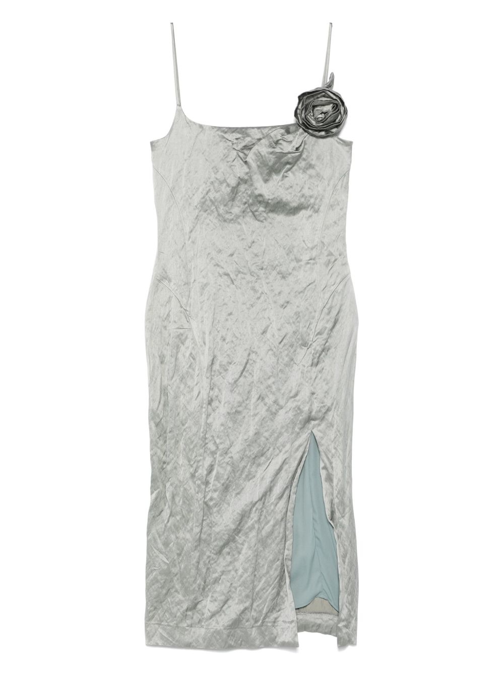crinkled satin midi dress - 1