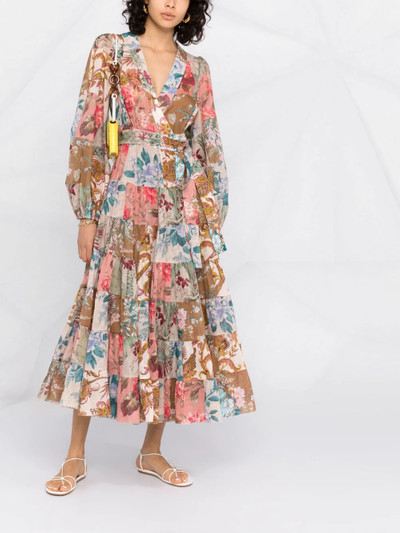 Zimmermann Cassia patchwork-print midi dress outlook