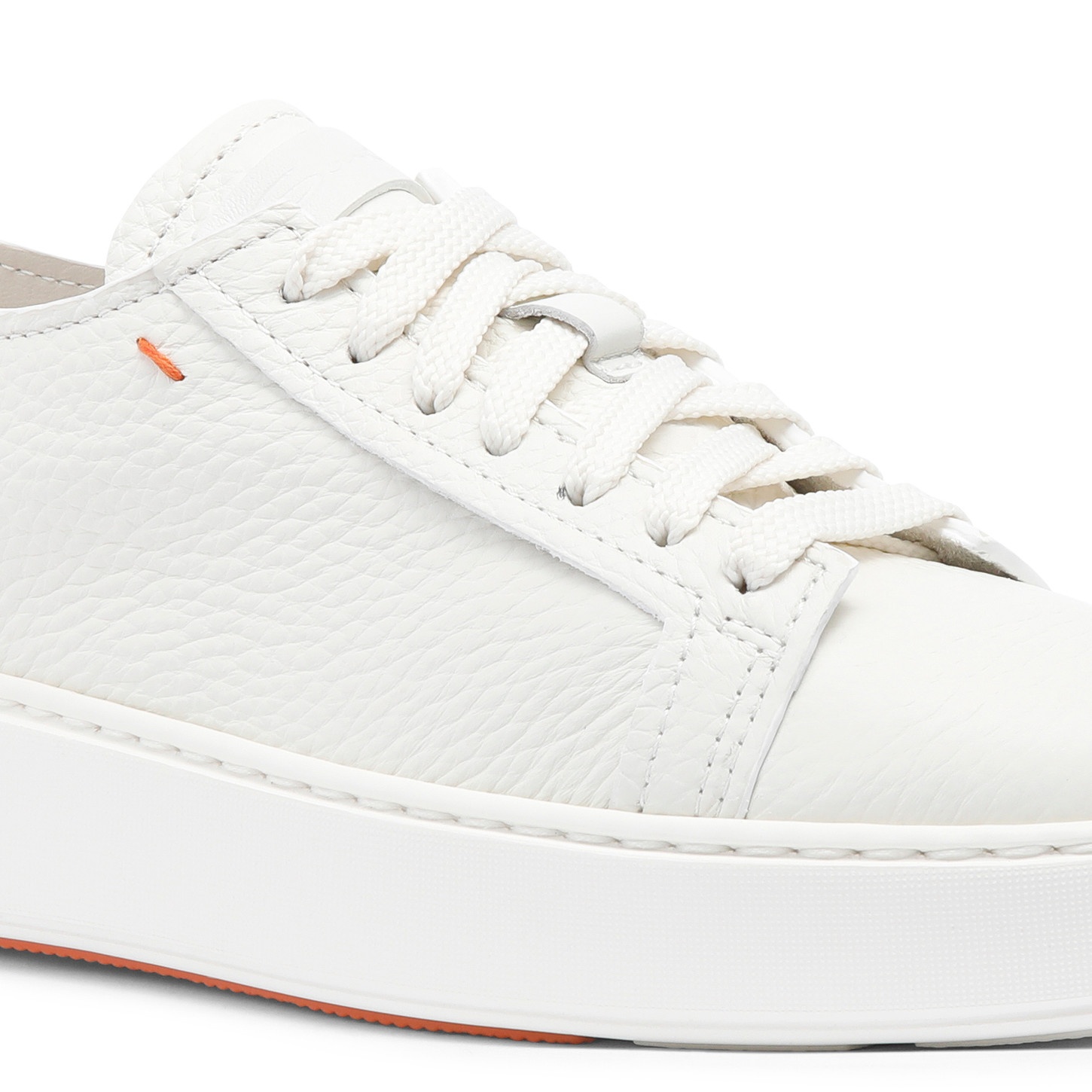 Women's white tumbled leather sneaker - 6