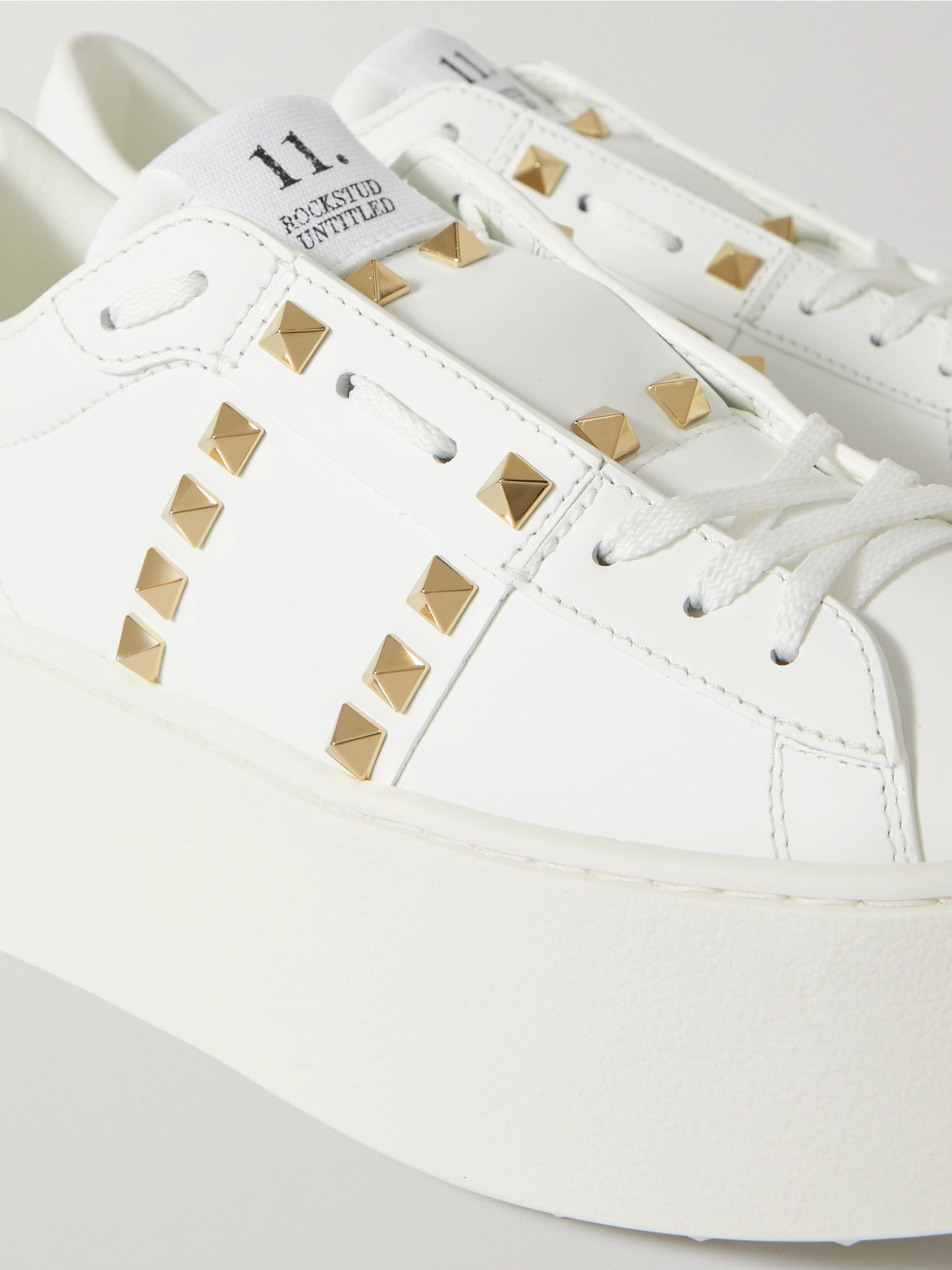 Valentino Garavani Rockstud Untitled leather platform sneakers White - 4