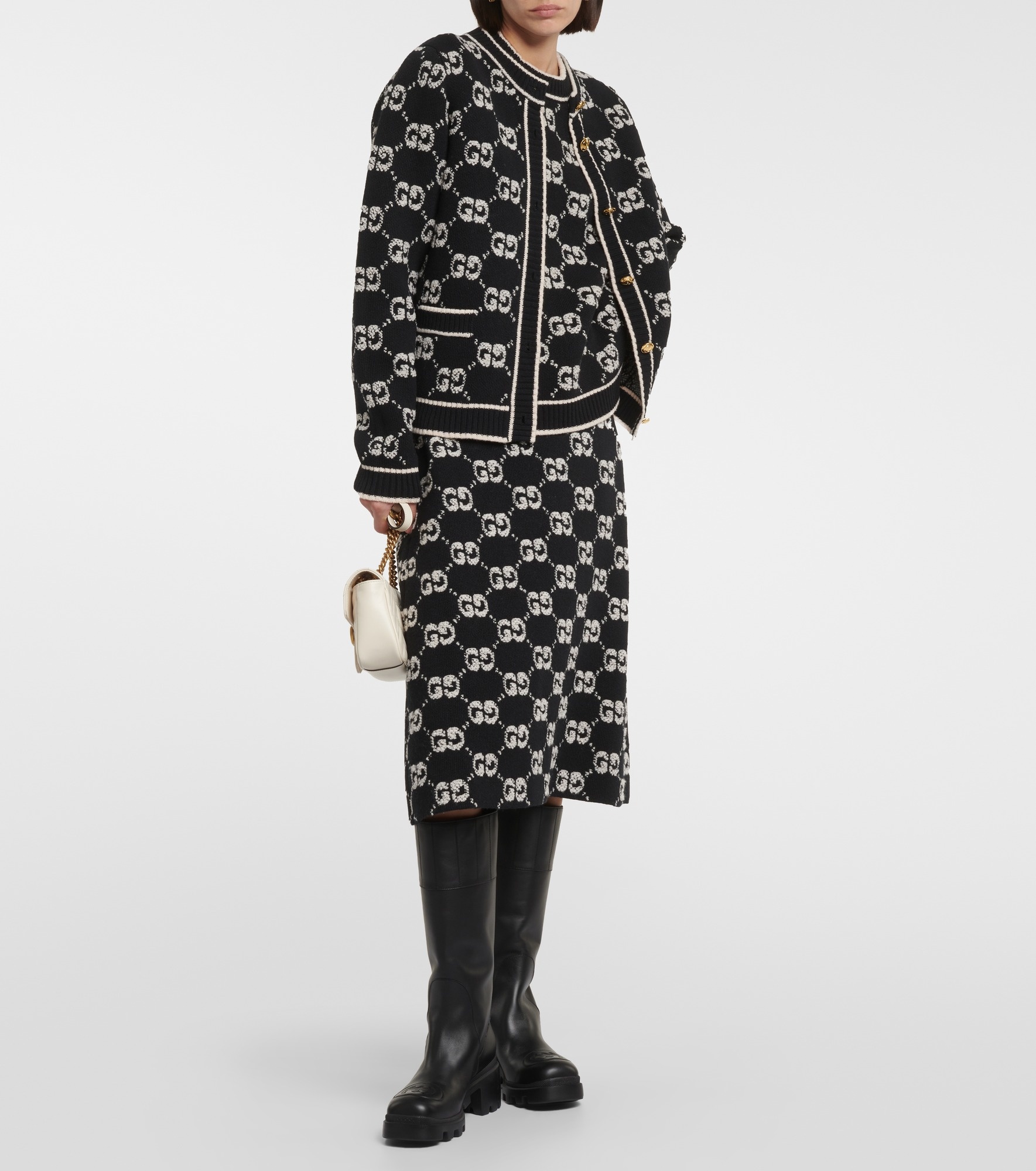 GG jacquard wool bouclé top - 6