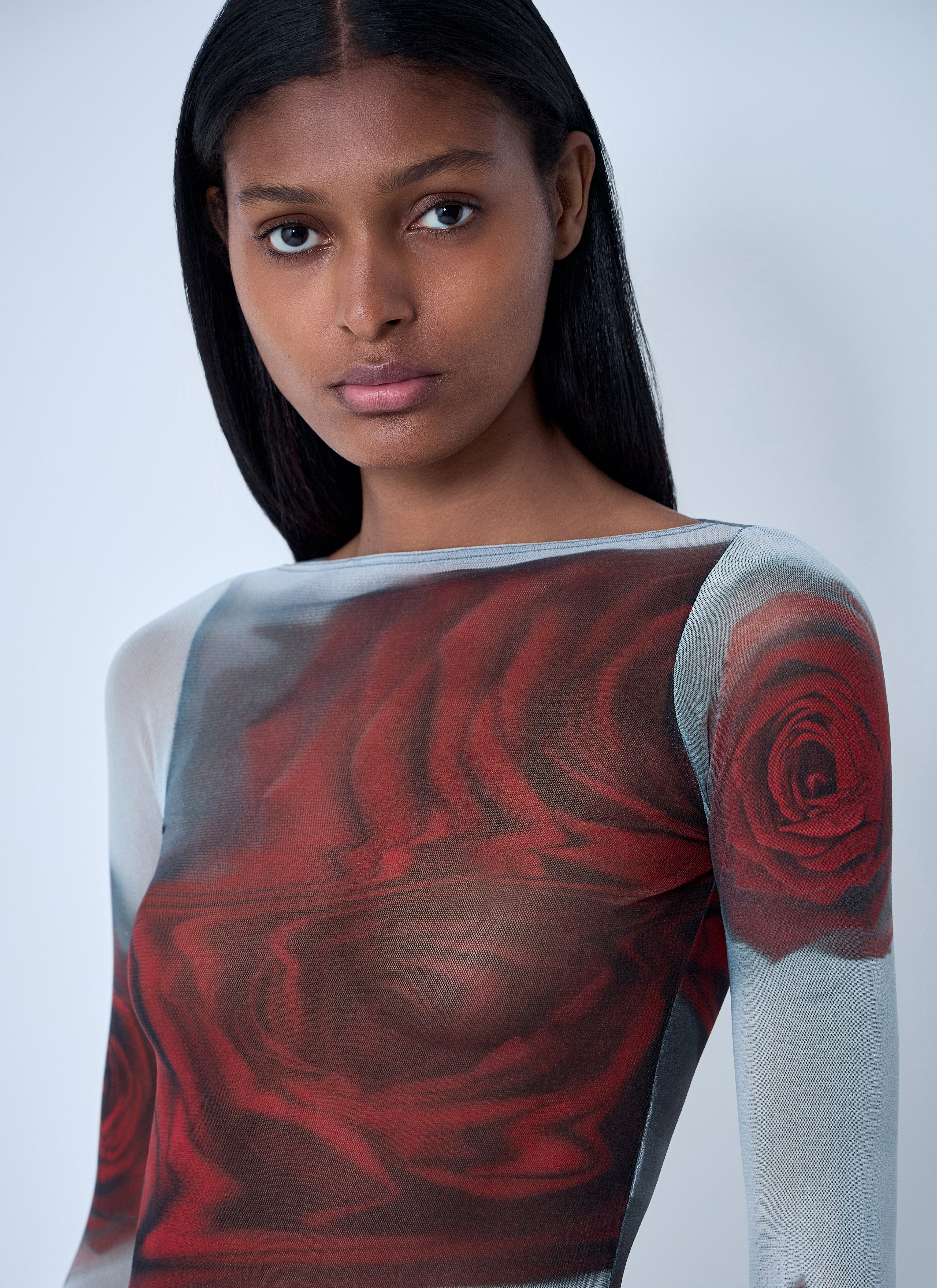 Jean Paul Gaultier Women Blurry Roses Mesh Tank Top - 5