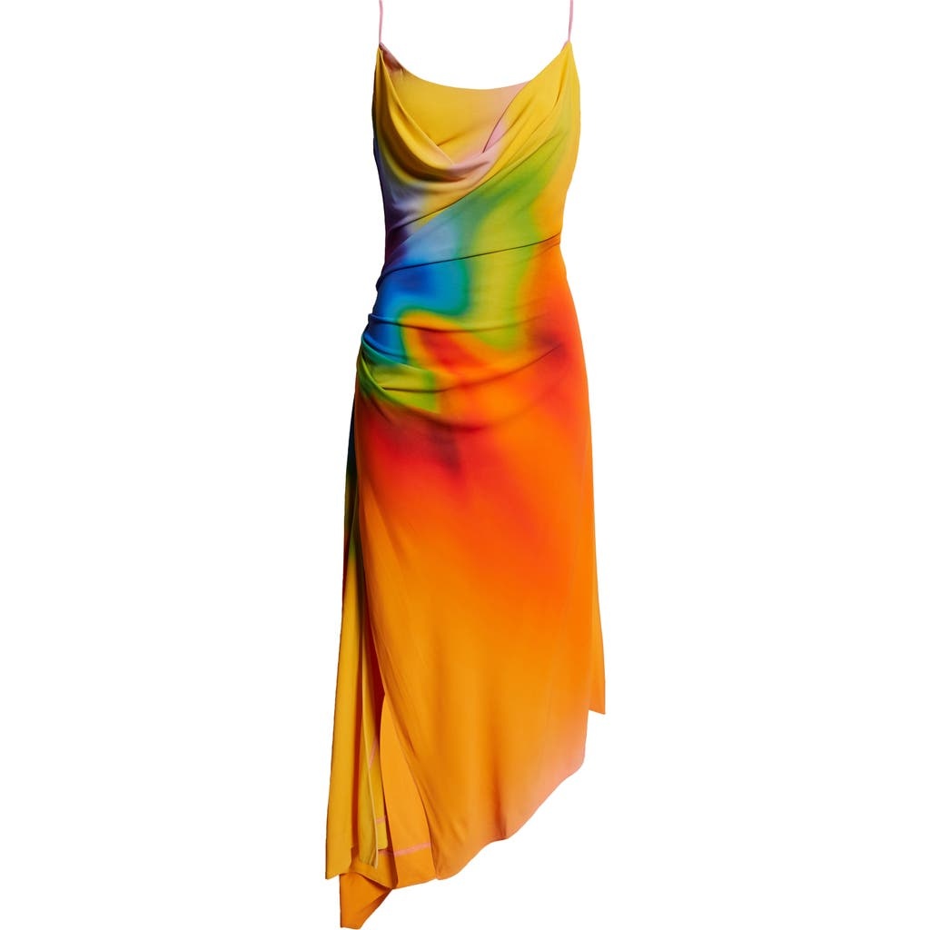 MONSE Rainbow Orchid Asymmetric Slipdress in Orange Multi at Nordstrom - 1