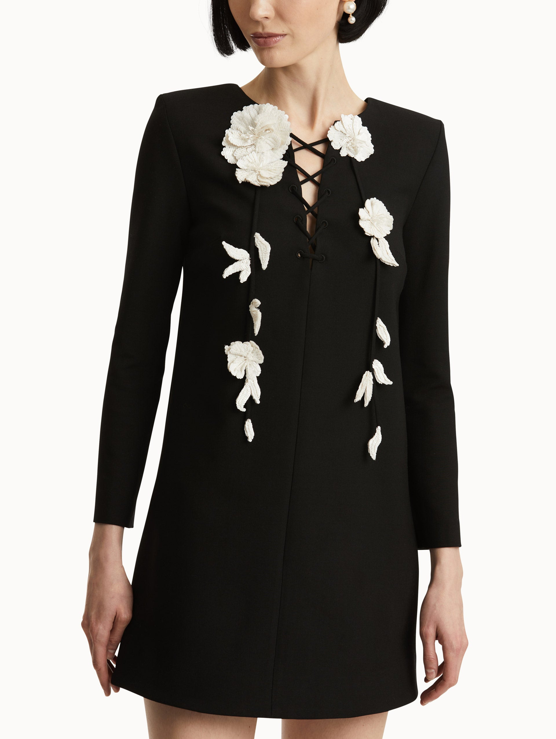 FLORAL LACE-UP SHIFT DRESS - 5