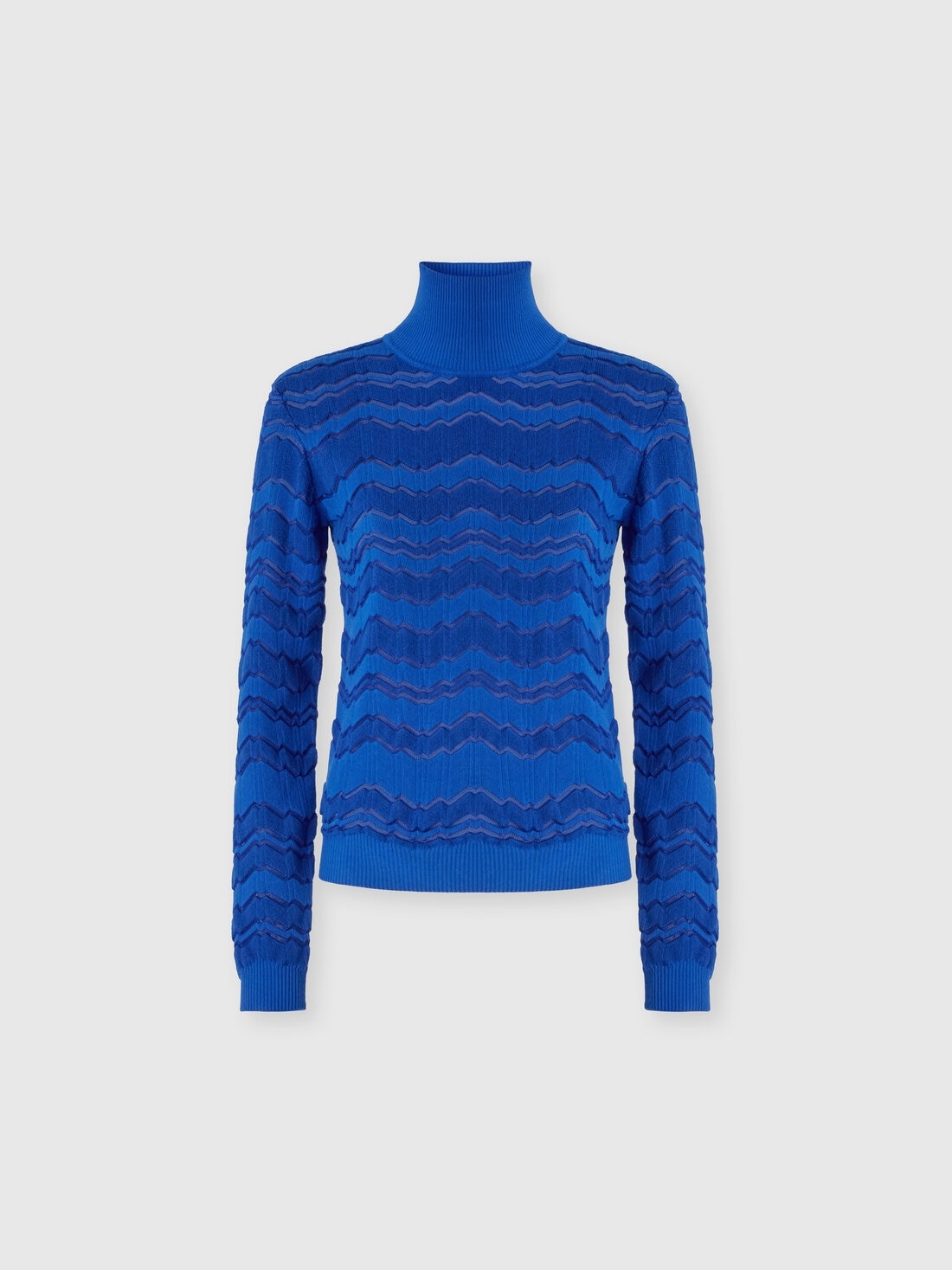 Viscose and wool turtleneck with tone-on-tone zigzag - 1