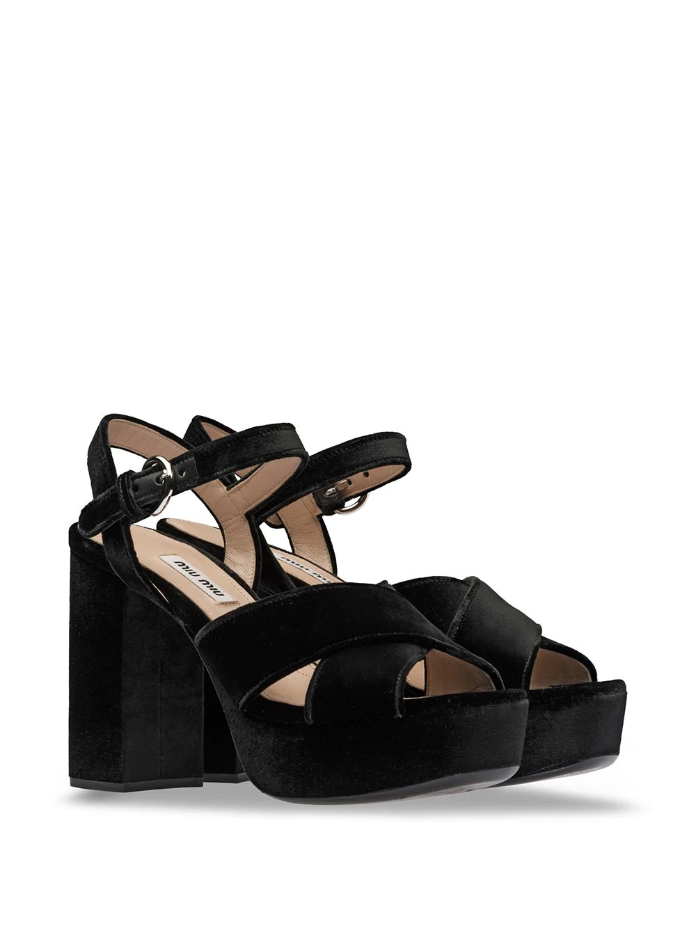 velvet platform sandals - 2