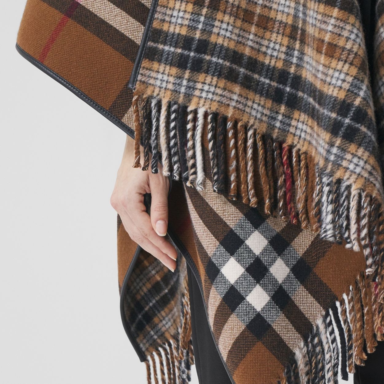 Reversible Check Wool Cape - 5