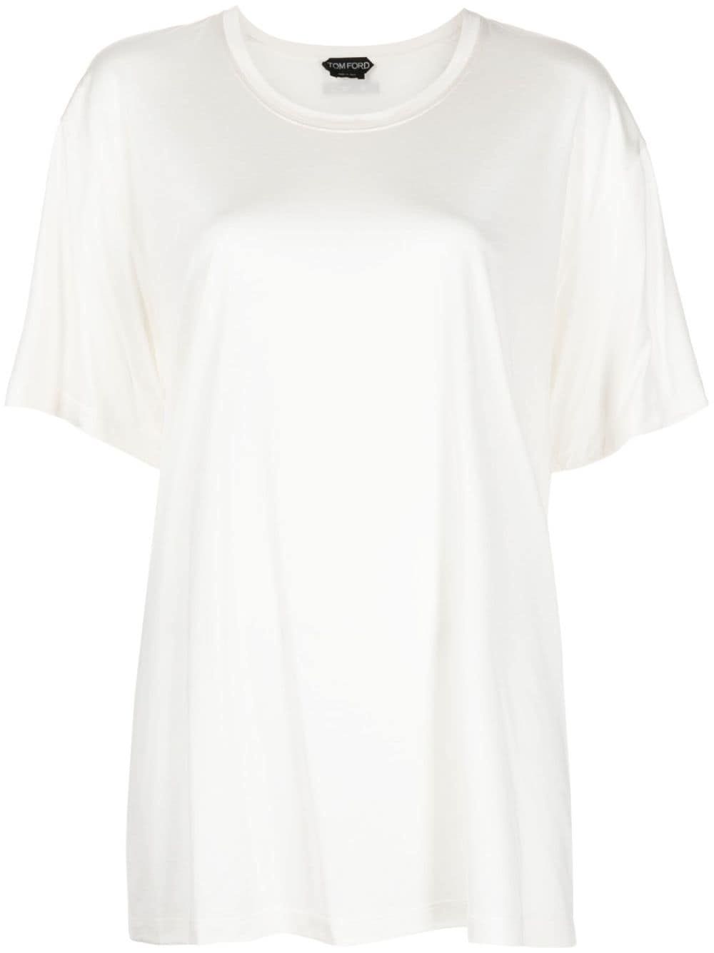 logo-patch silk T-shirt - 2