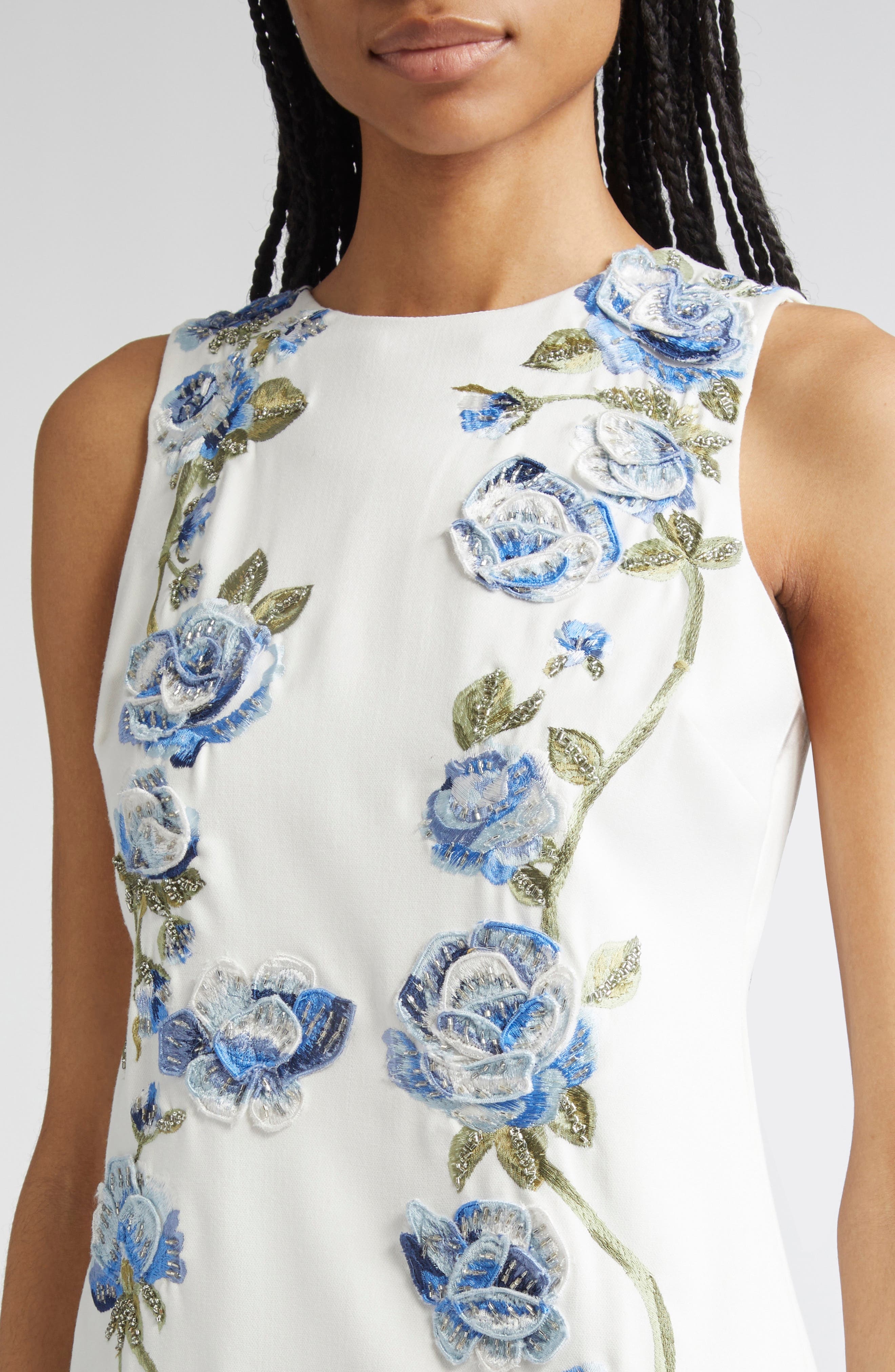 Alice + Olivia Clyde Embellished Sleeveless Dress in Off White Multi at Nordstrom - 4