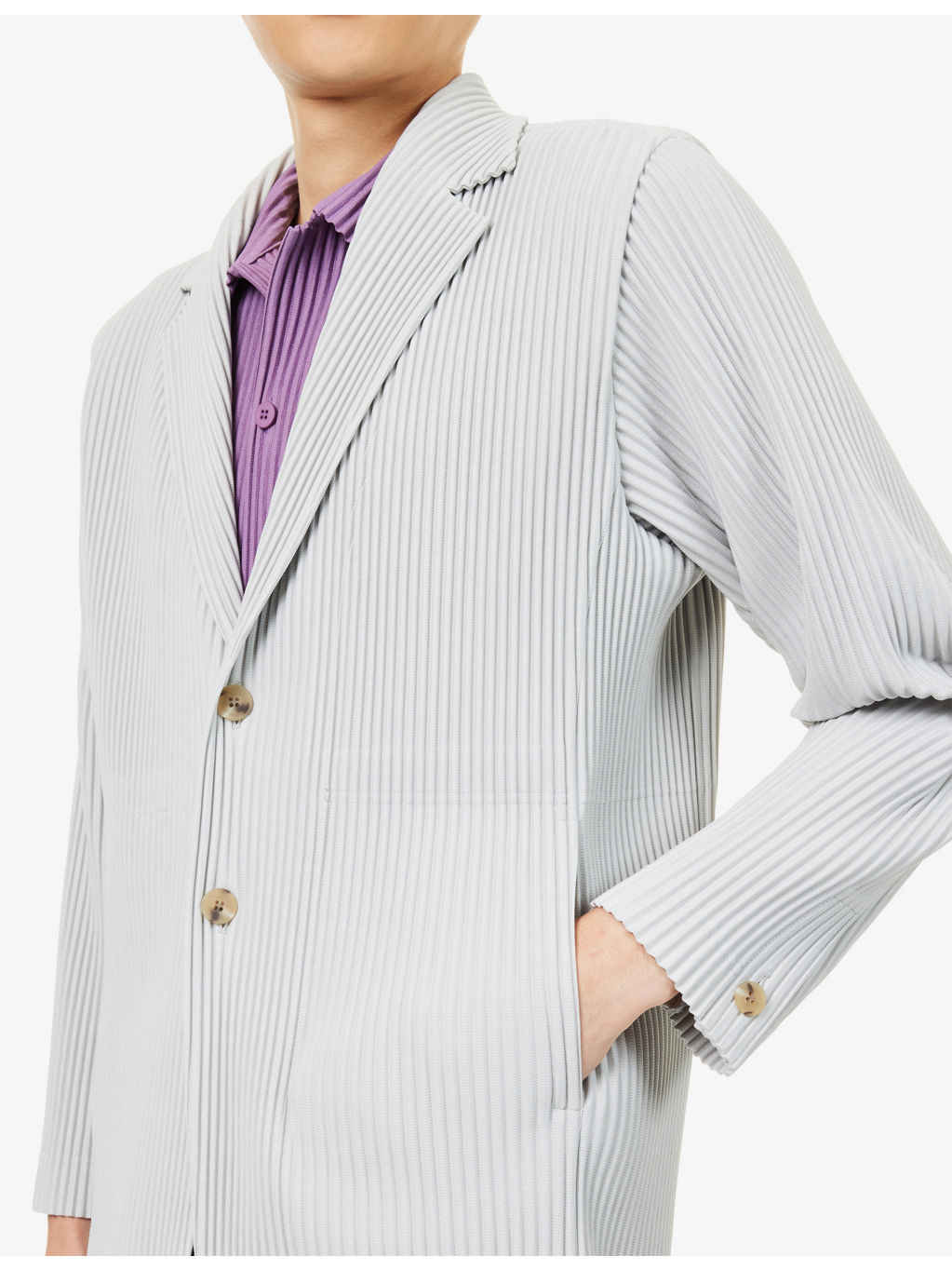 Basics Notch-Lapel Slim-Fit Knitted Blazer - 5