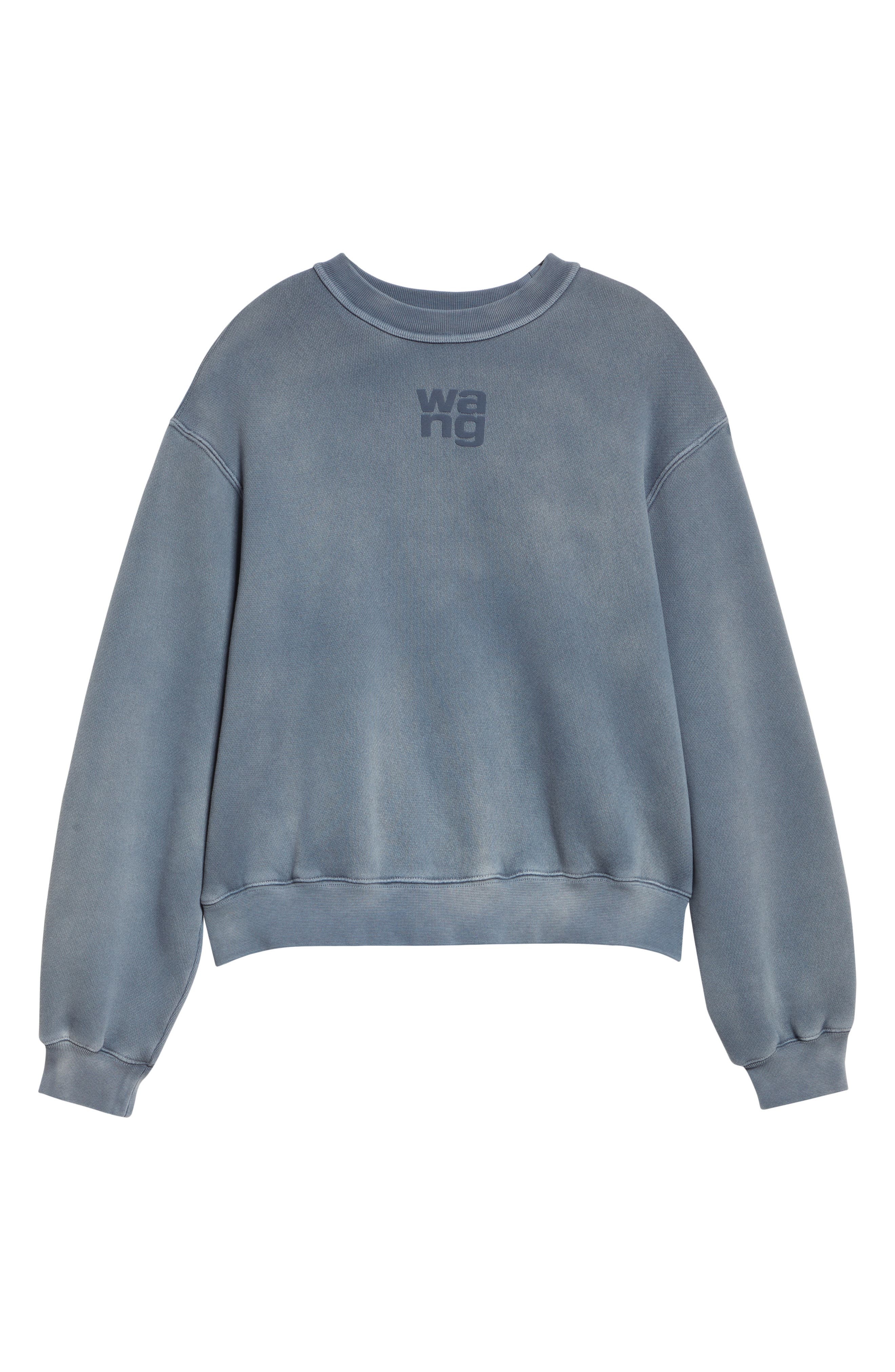 Alexander Wang Essential Logo Cotton Blend Sweatshirt in Washed Blue Ink at Nordstrom - 6
