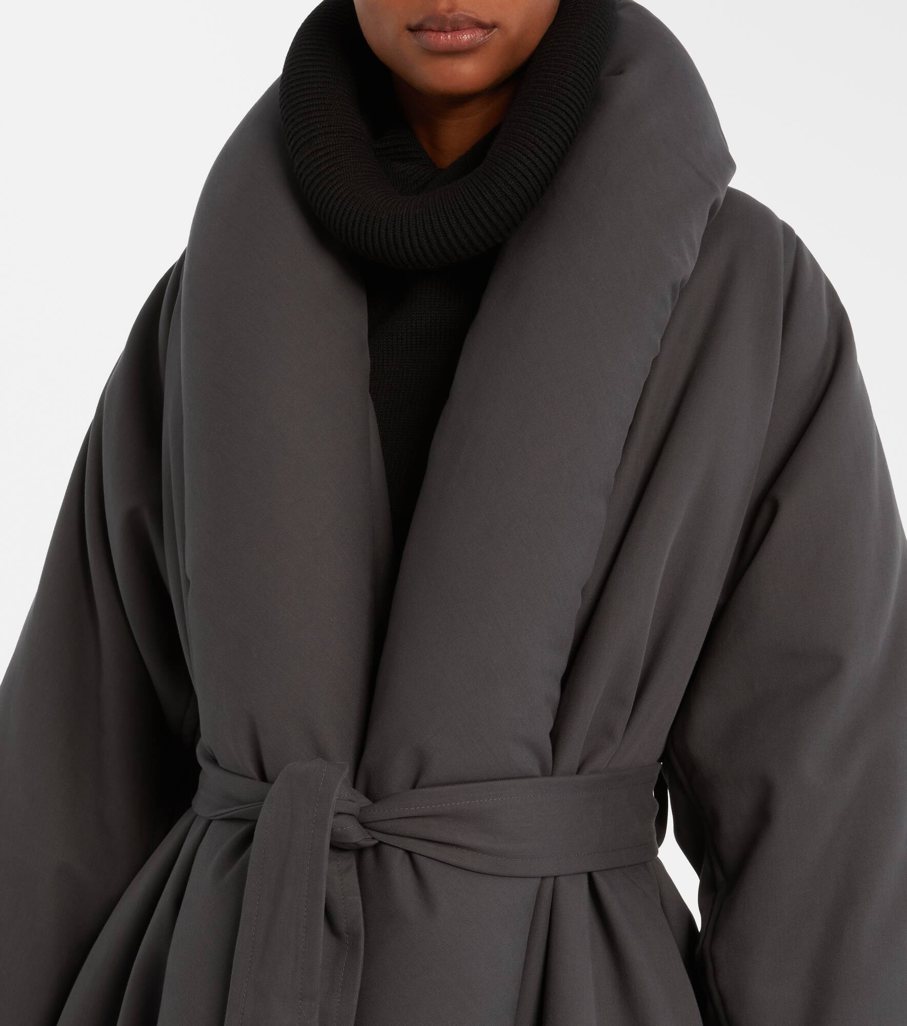 Padded technical cotton wrap coat - 4