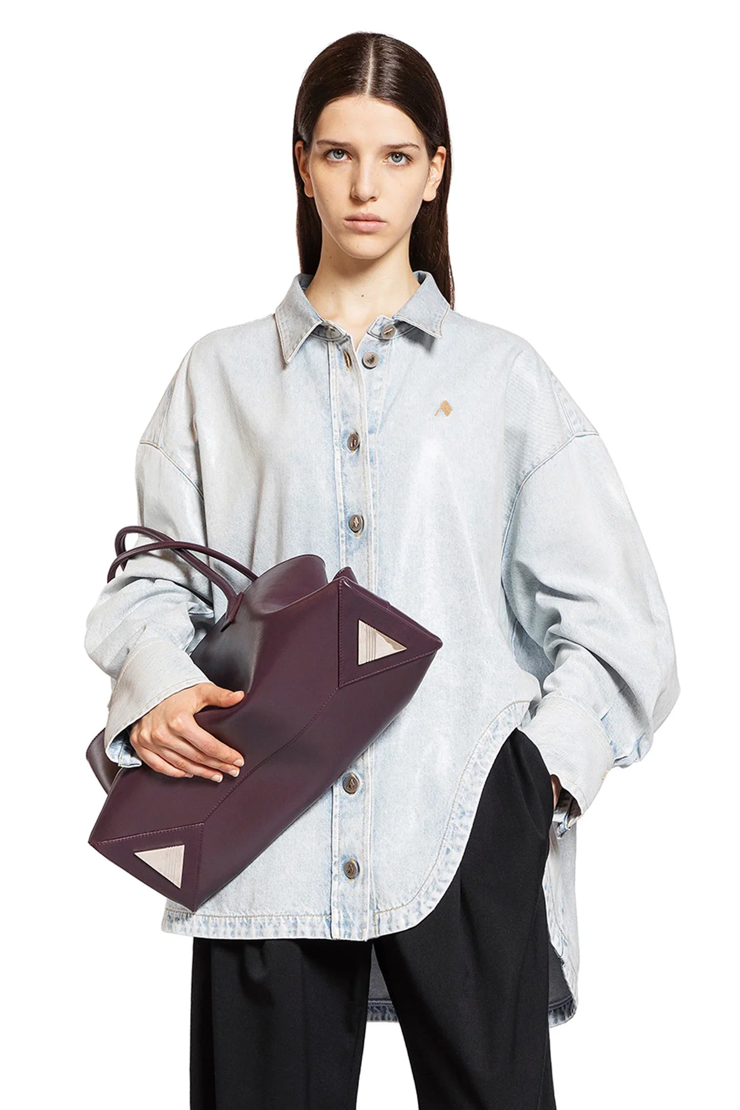 Glossy-Coated-Denim-Monogram-Shirt - 5