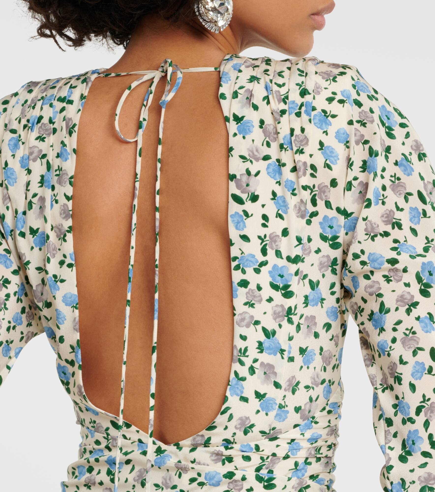 Floral open-back silk minidress - 6