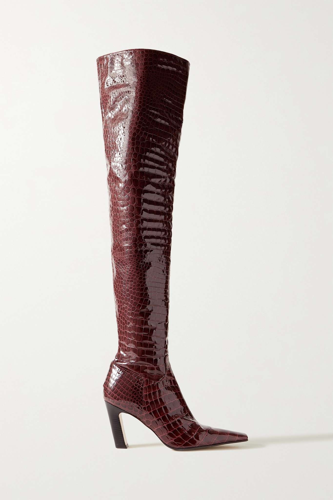 Marfa croc-effect patent-leather over-the-knee boots - 1