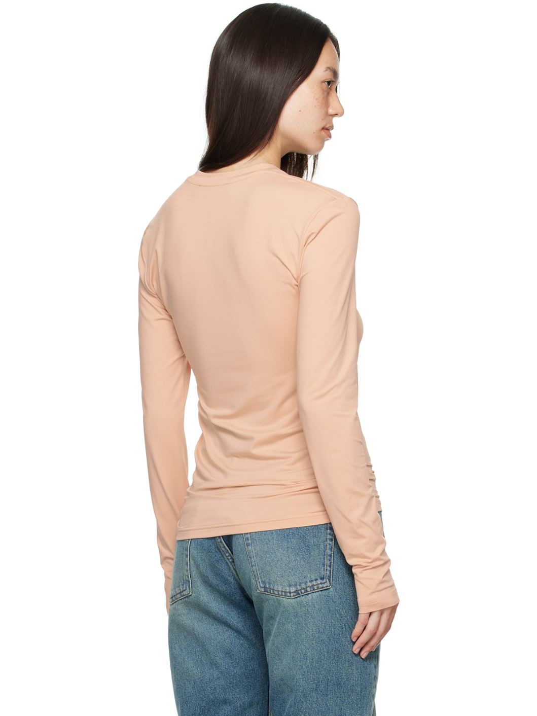 Beige Logo Patch Long Sleeve T-Shirt - 3