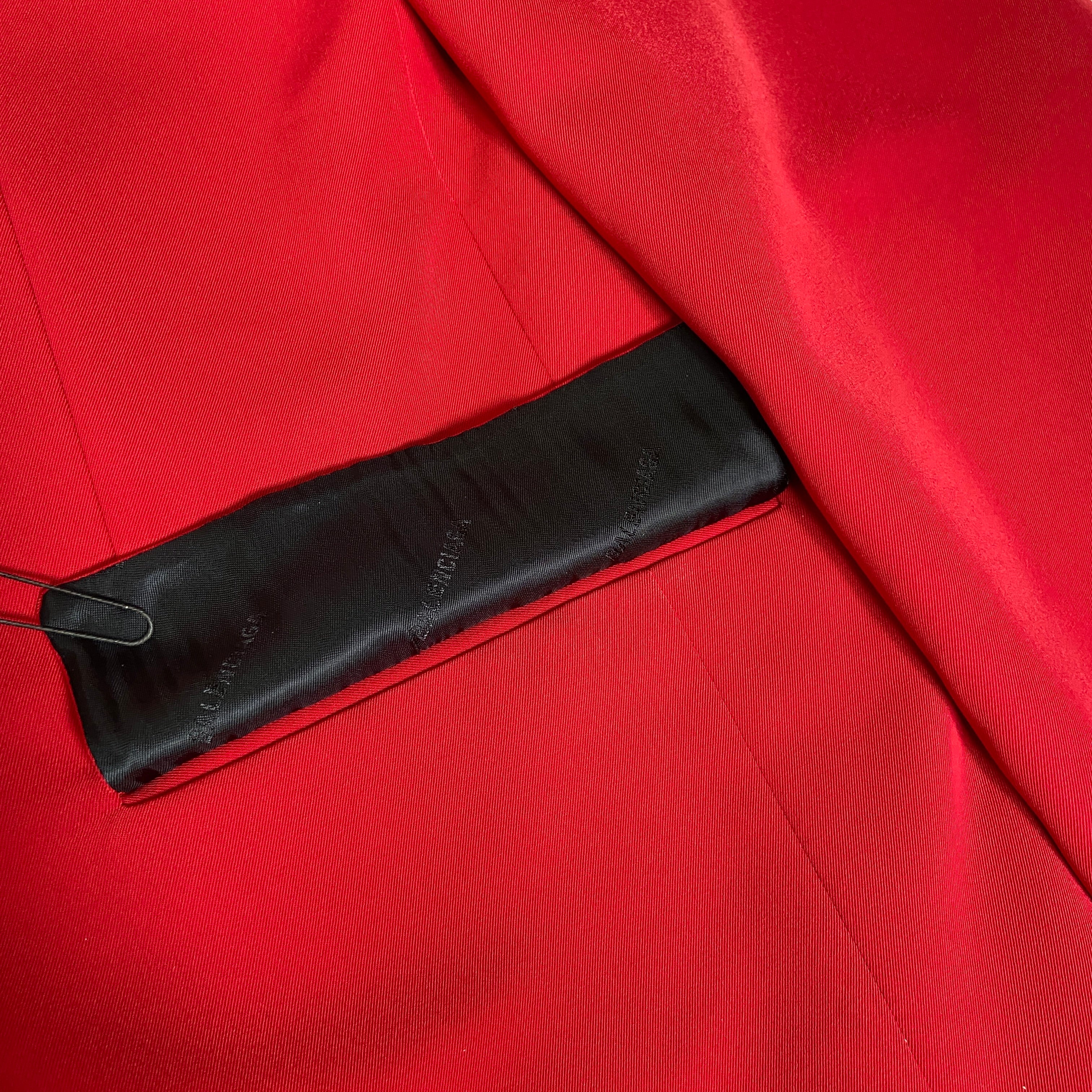 Balenciaga Bwnt ss19 runway set red 80s boxy shoulder blazer pants suit set 44 - 14