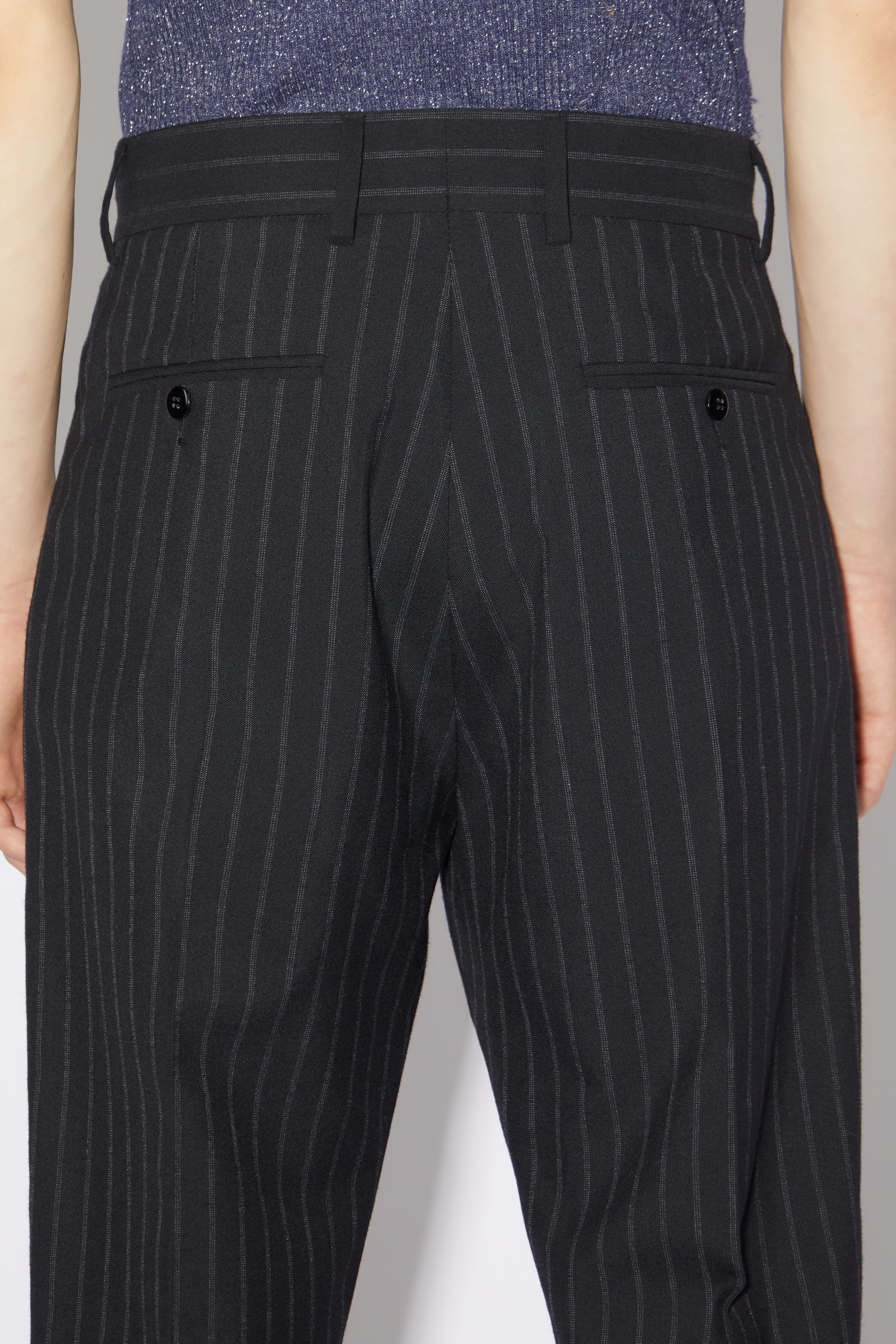 Tailored wool blend trousers - Black/grey - 5