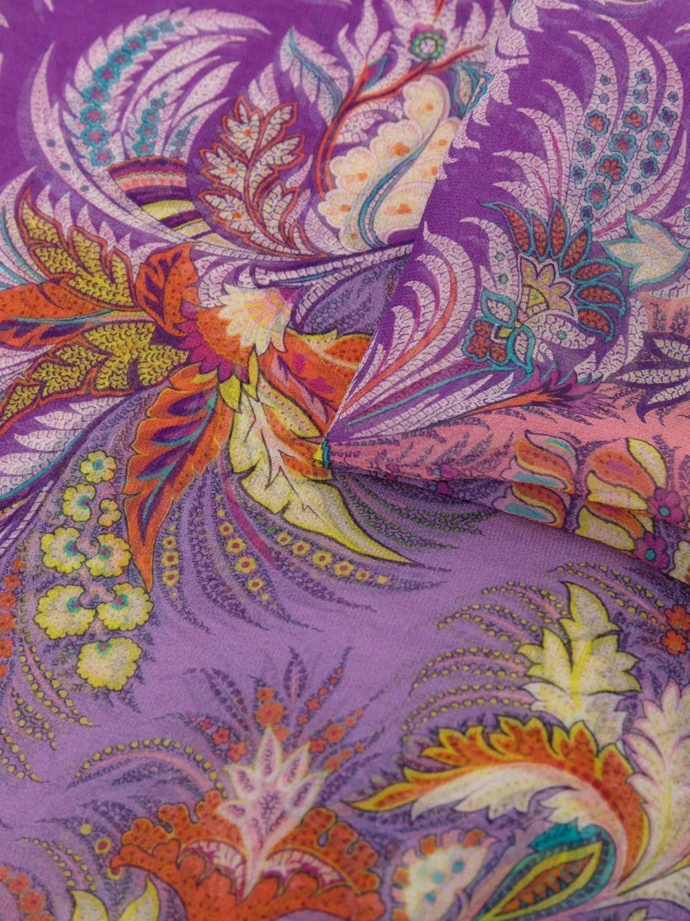 floral-print silk shawl scarf - 3