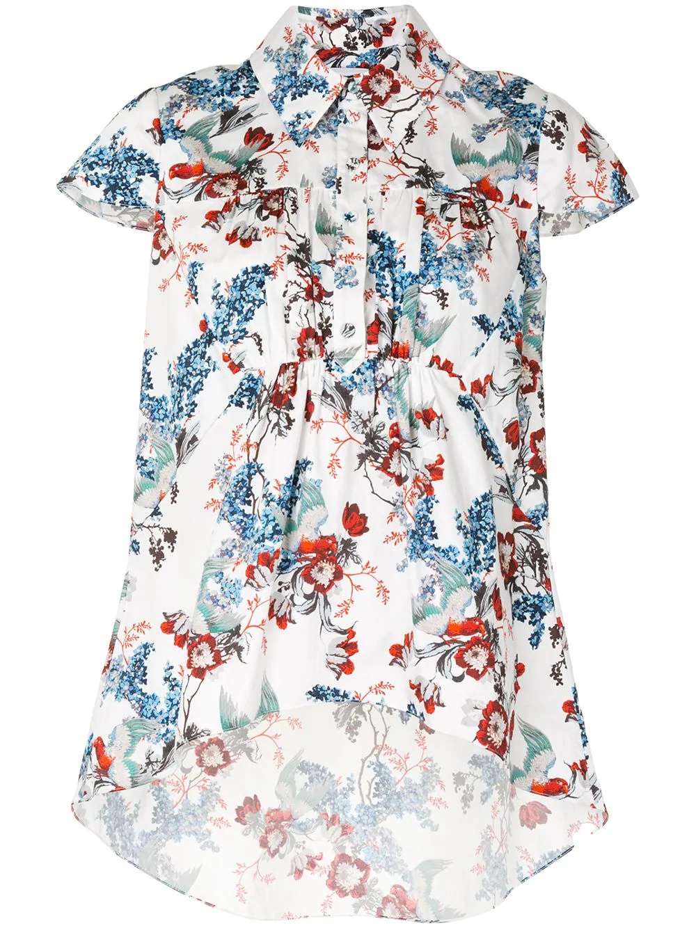 floral-print short-sleeved shirt - 1