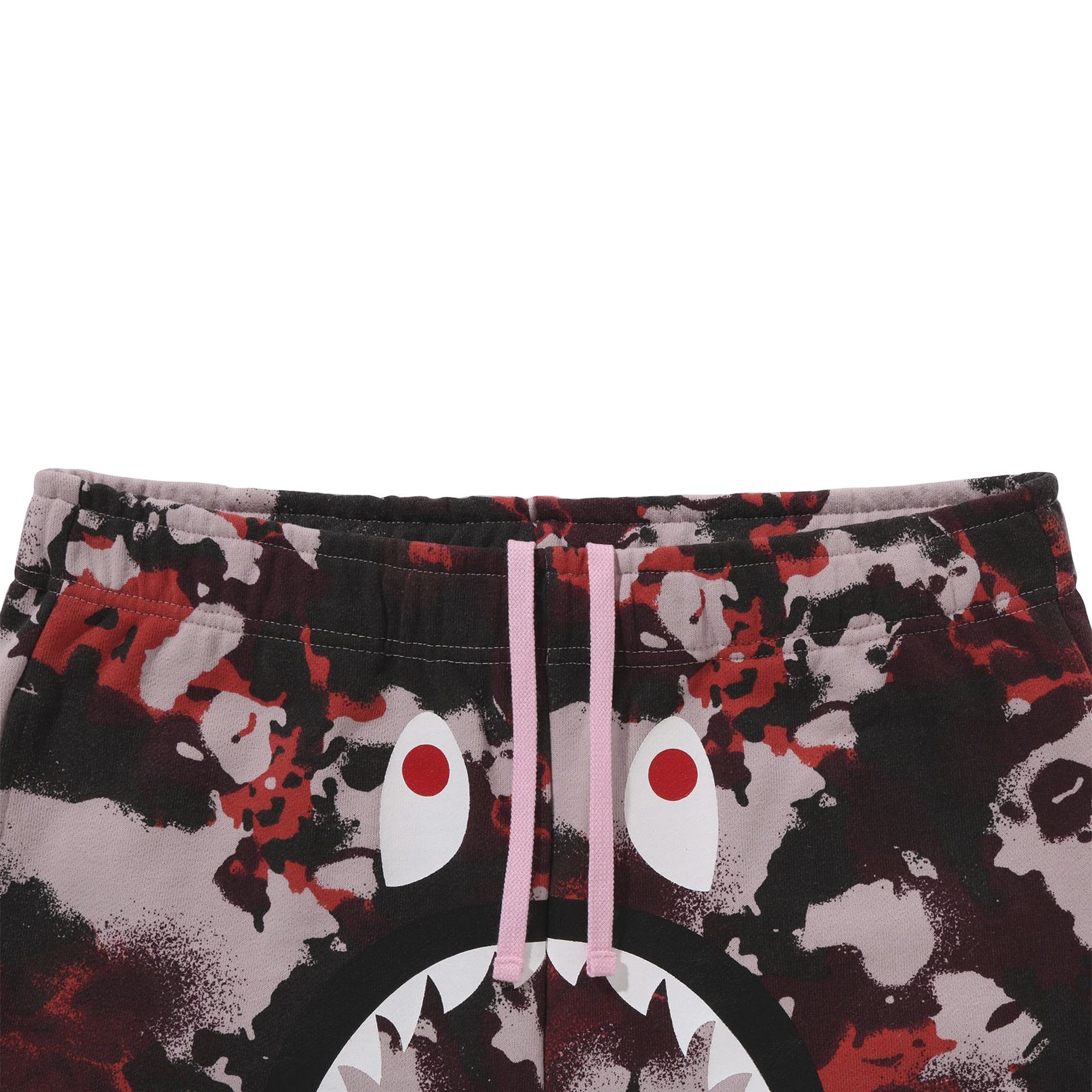 BAPE Map Camo Regular Fit Shark Sweatshorts 'Red' - 3