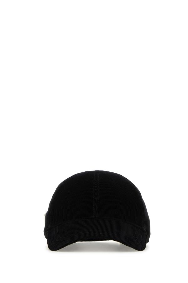 Prada Man Black Corduroy Baseball Cap - 1