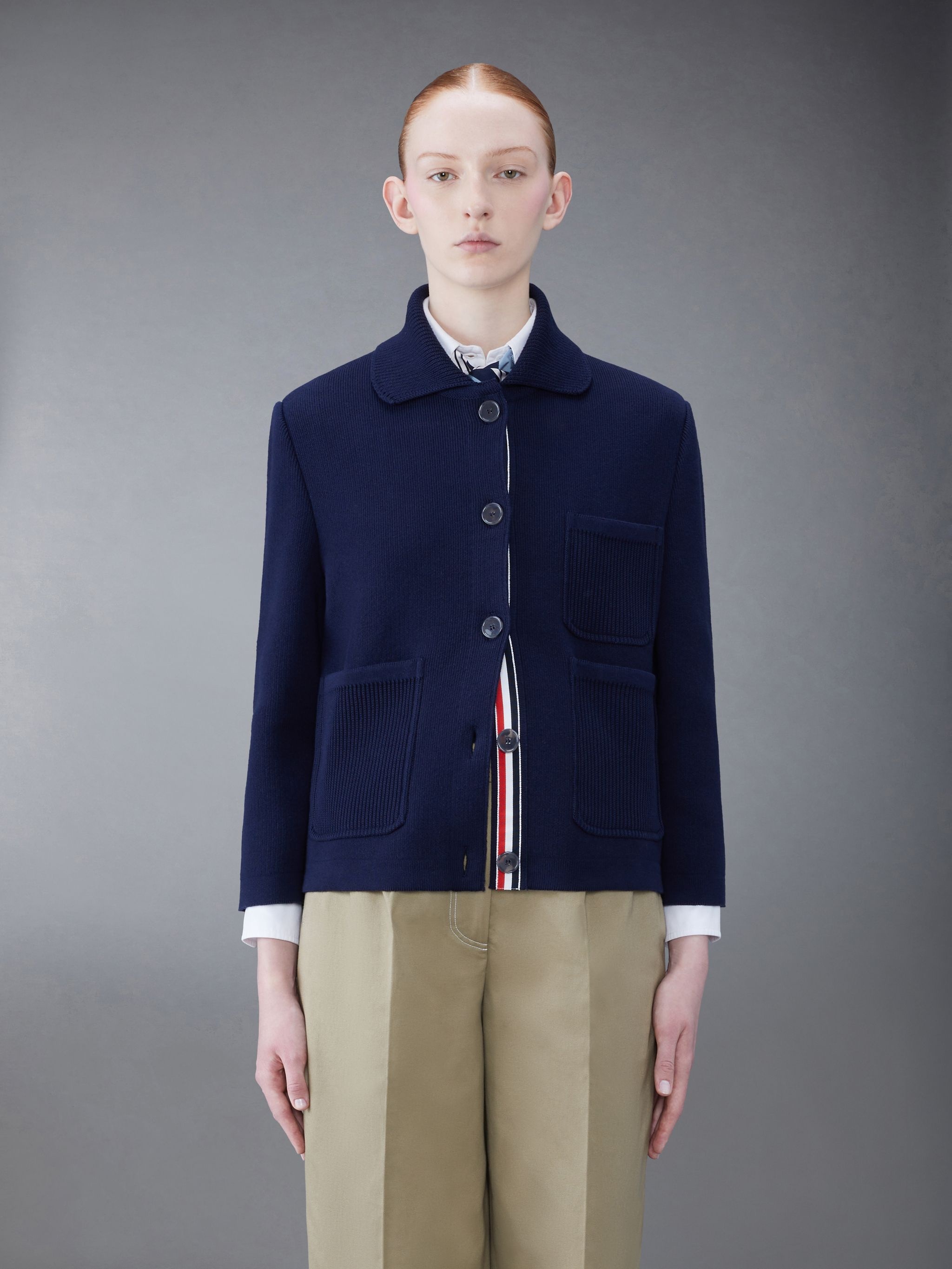 RWB-stripe intarsia jacket - 1