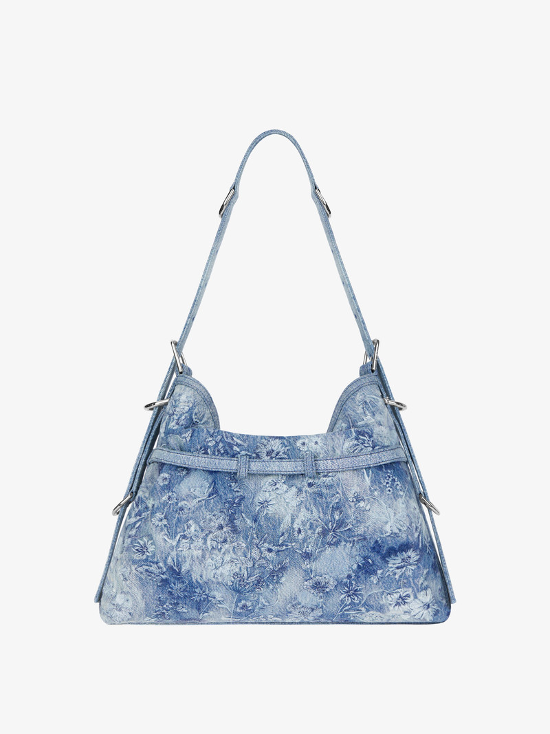MEDIUM VOYOU BAG IN WASHED EMBROIDERED DENIM 4