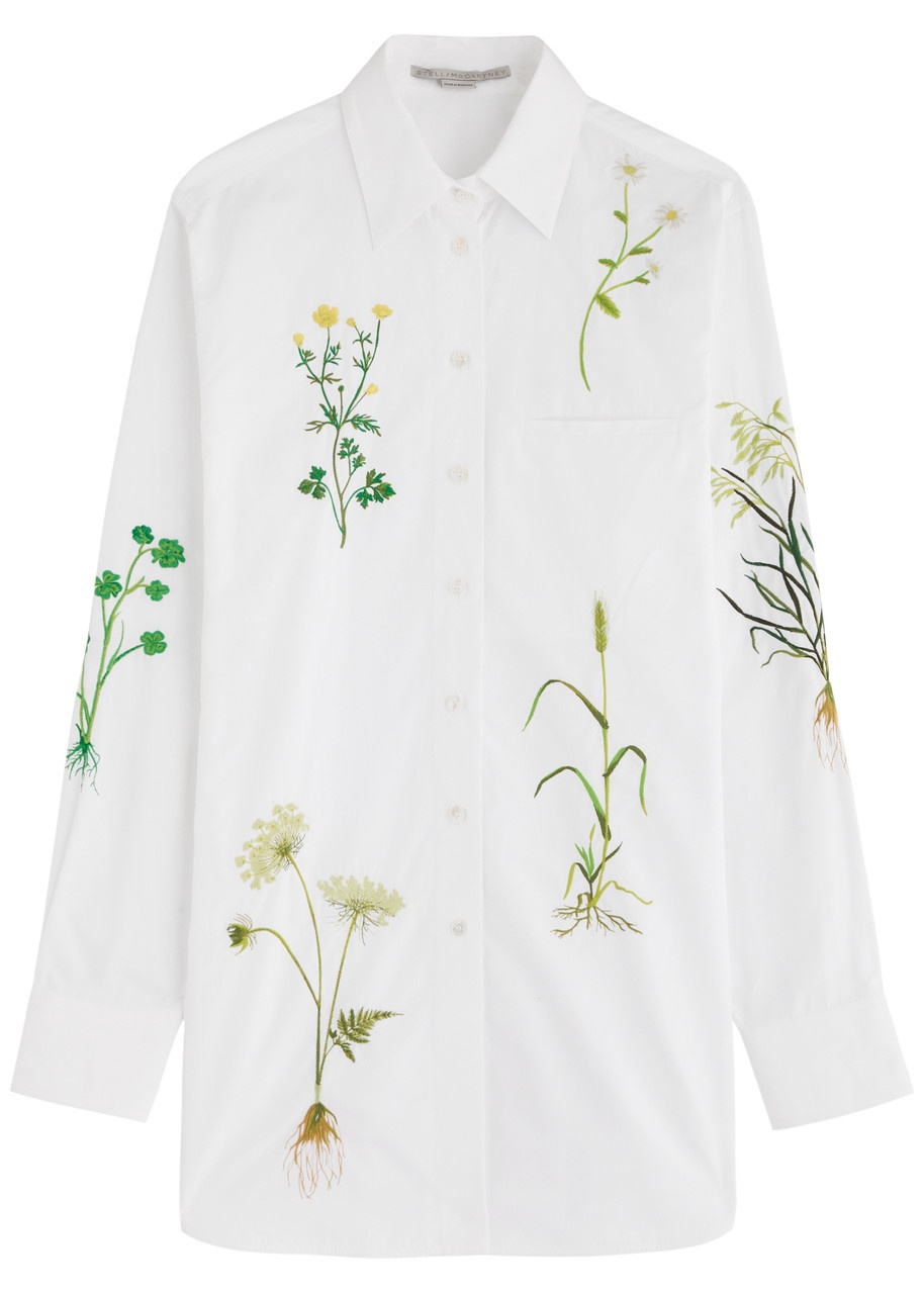 【送料&関税込】Stella McCartney Flower Printed Short-sleeve Stella McCartney Floral Patterned Silk Shirt Jumpsuit women