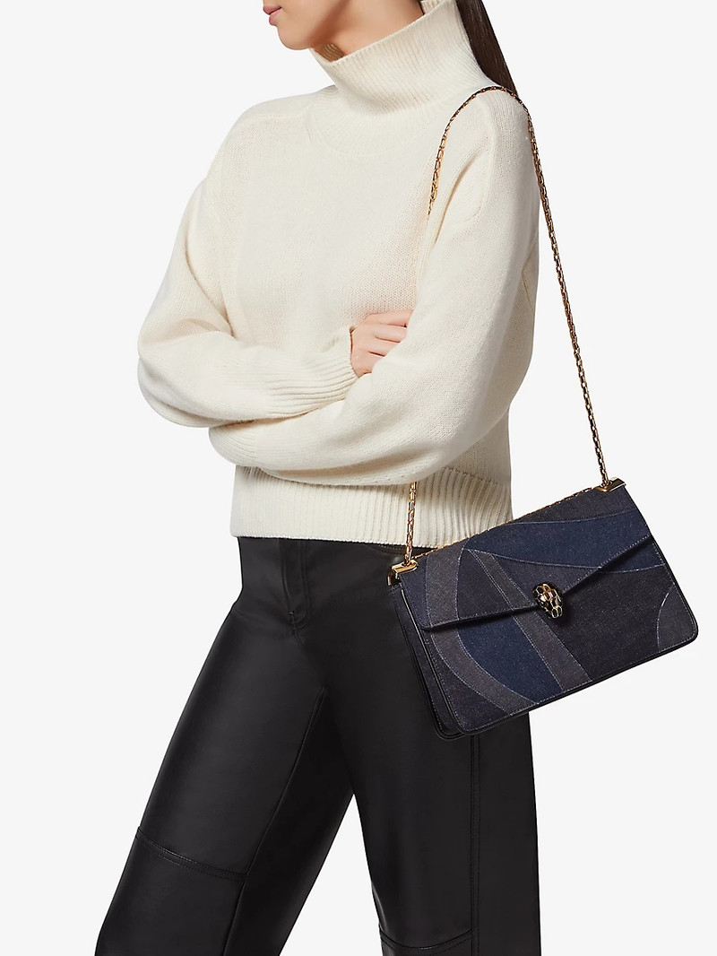 BVLGARI Serpenti Forever large denim shoulder bag outlook