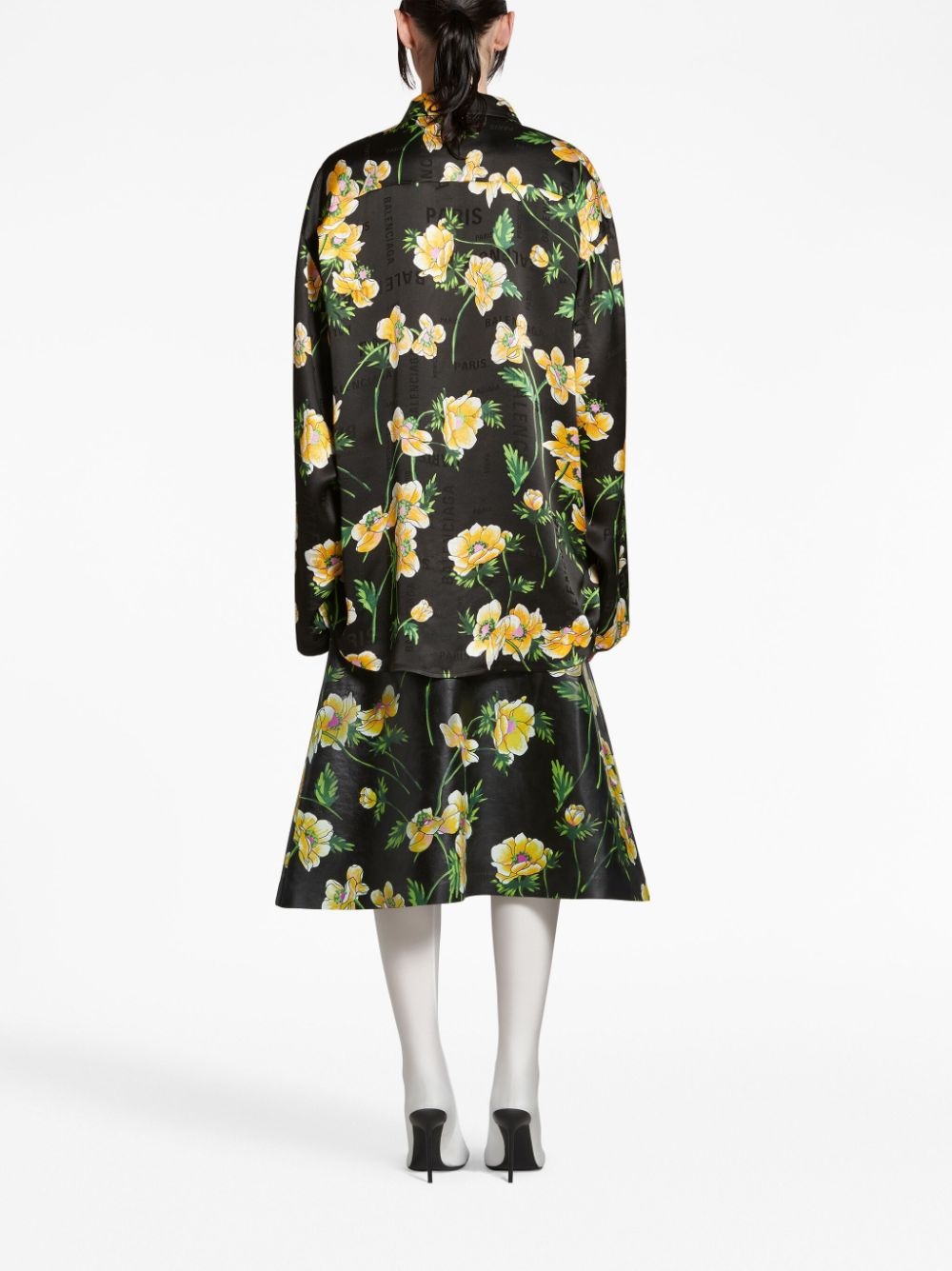 Balenciaga floral-print pleated blouse - Green