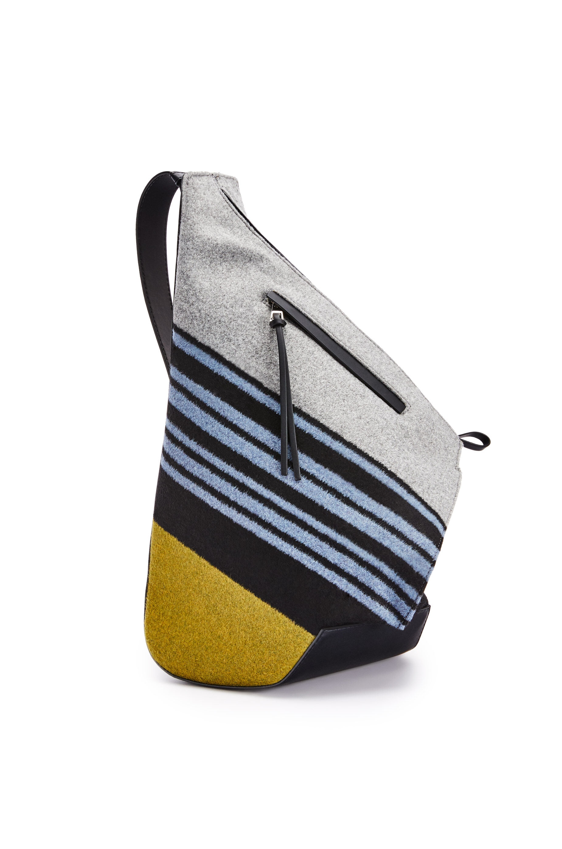Small Anton Backpack in striped textile and calfskin - 3