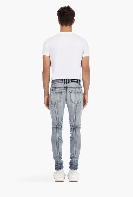 Slim-cut ripped blue cotton jeans - 3