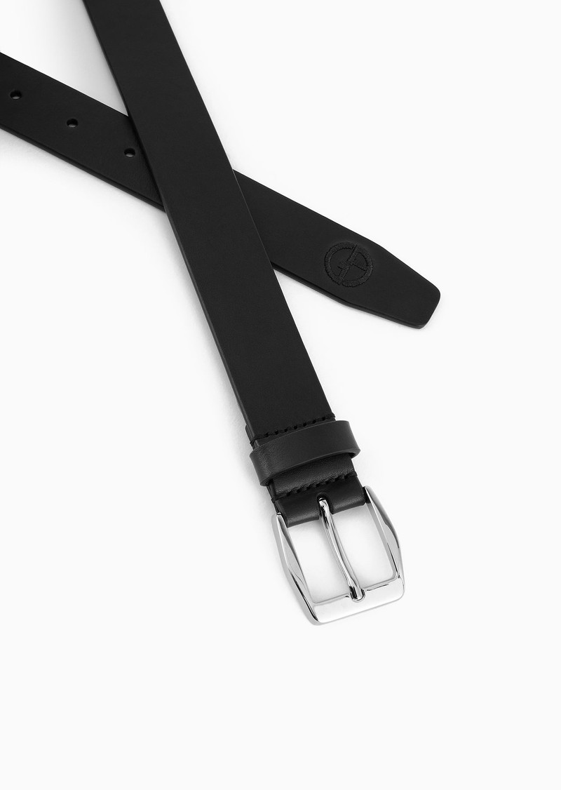 GIORGIO ARMANI Leather belt with embroidered logo outlook