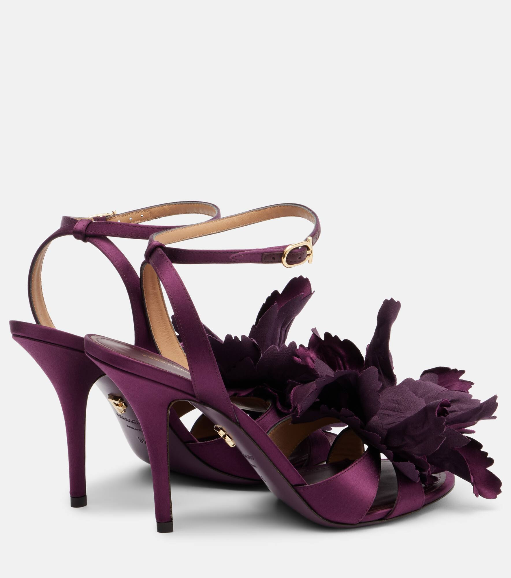 Ghilly 95 floral-appliqué satin sandals - 2