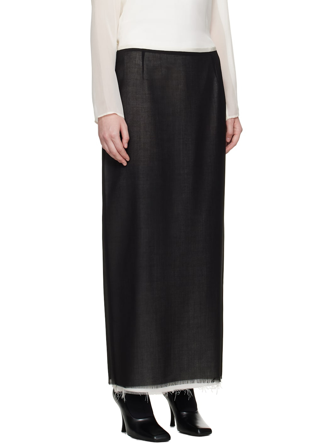 Black Alvida Raw Midi Skirt - 2