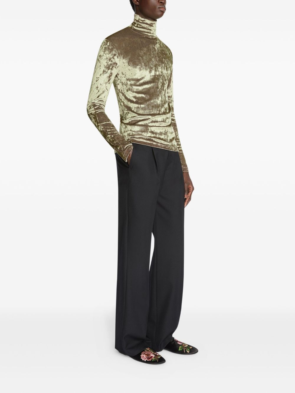 velvet high-neck T-shirt - 3