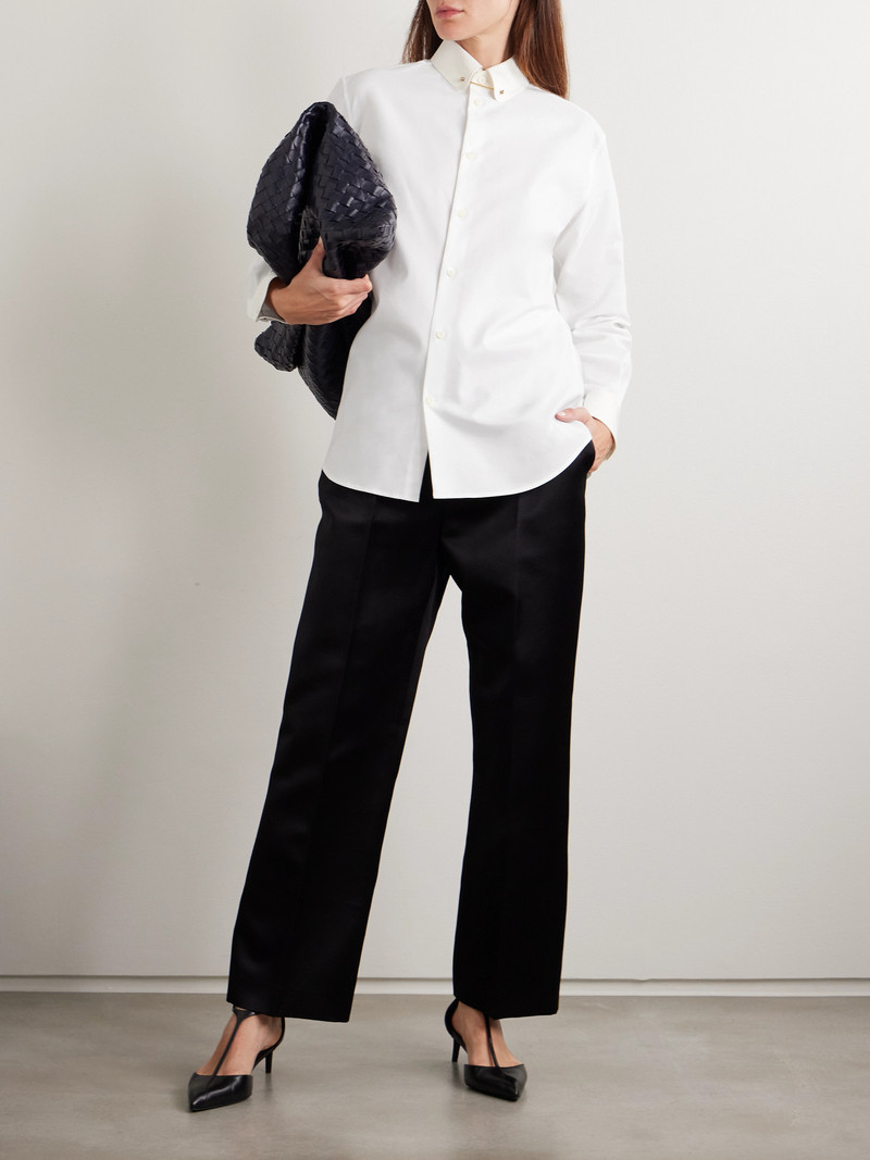 Loro Piana Thea Embellished Cotton Oxford Shirt outlook