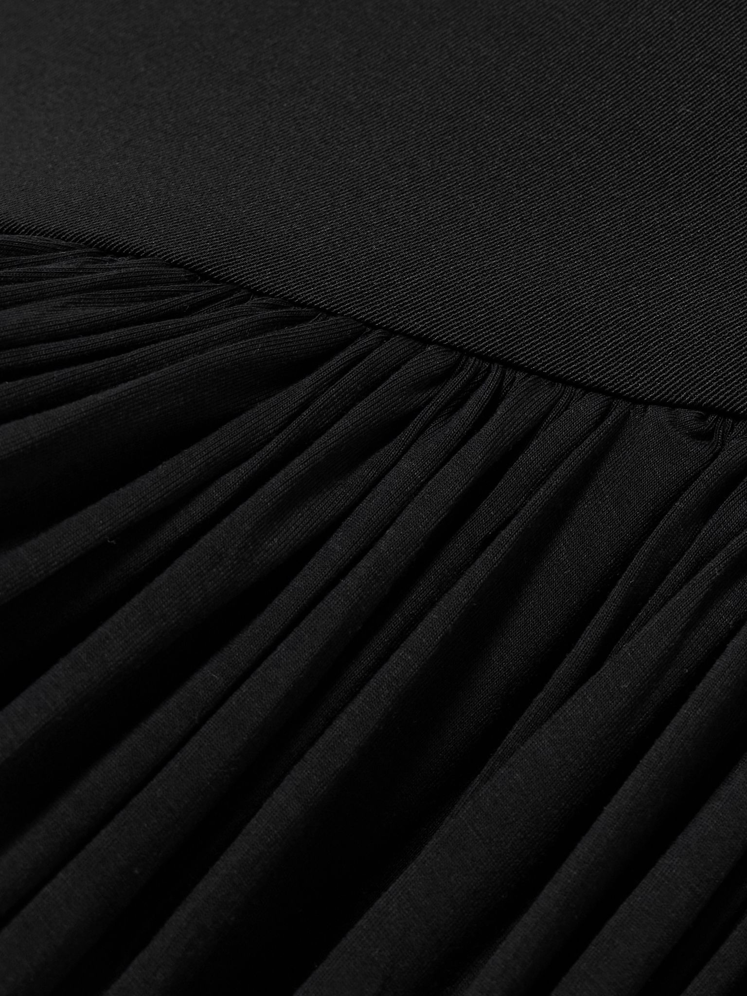 One-shoulder asymmetric draped jersey-trimmed stretch-bamboo maxi dress Black - 4