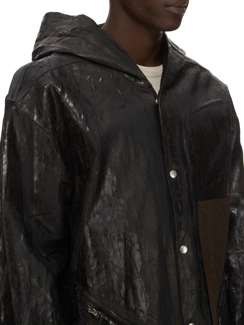 Oversized Wool-Trimmed Painted Distressed Denim Jacket 4