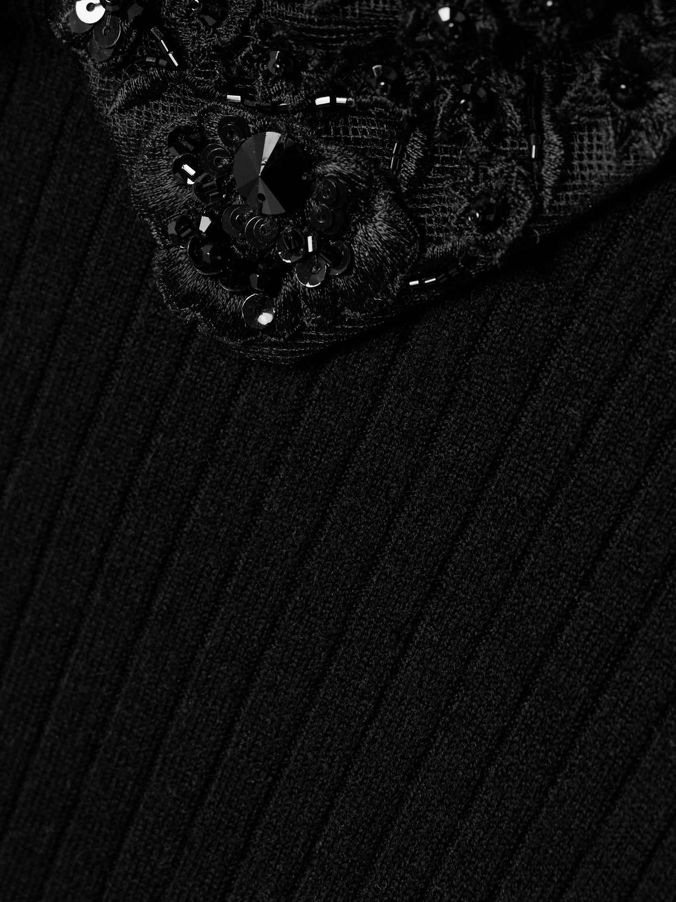 Convertible embellished crochet-trimmed ribbed wool sweater Black - 5