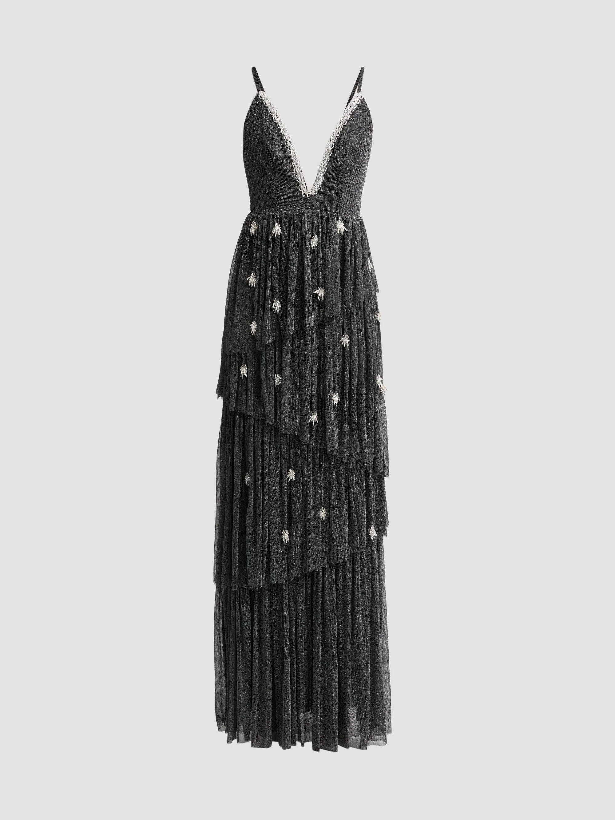 Women's Thereza Beaded Tulle Gown - Black - 1