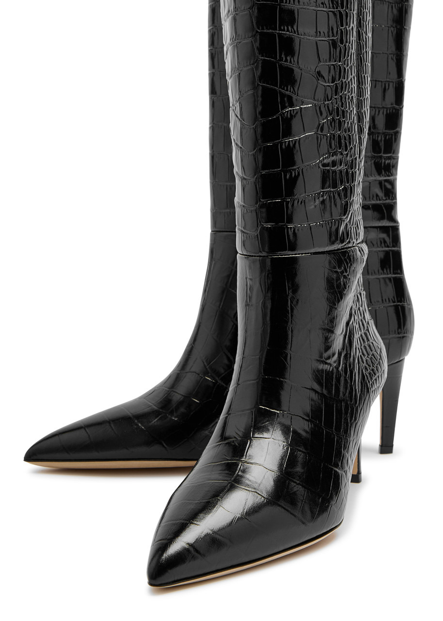 Paris Texas Stiletto 60 Crocodile-effect Leather Knee-high Boots - 3