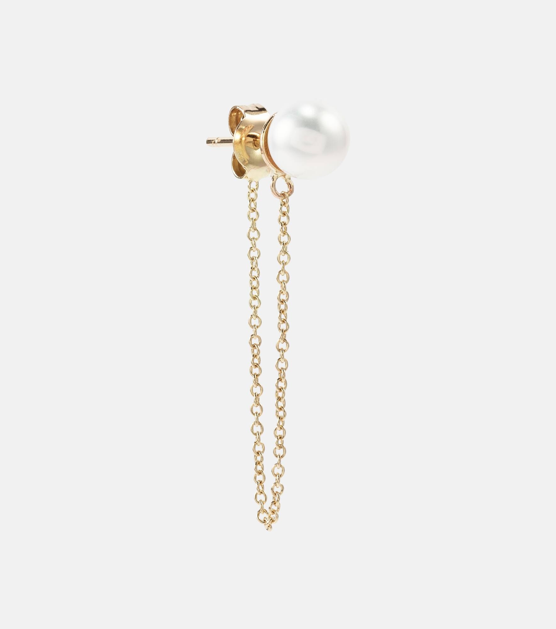 14kt gold drop earrings with pearls - 4