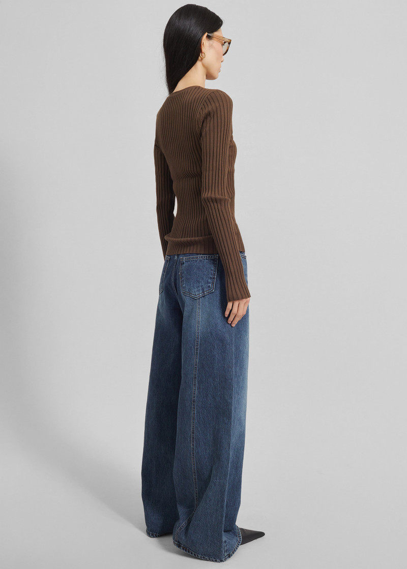 Ruan Ribbed Knit Top - Brown 6