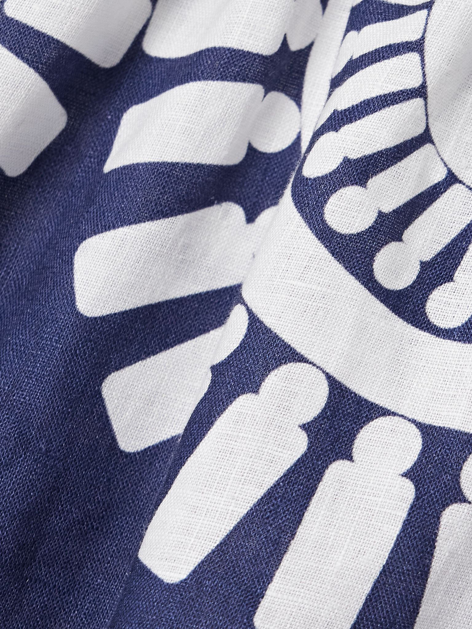 Muna cropped printed linen top Royal blue - 4