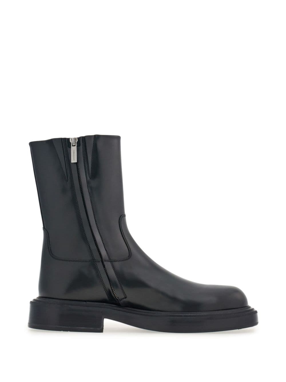 panelled patent-leather ankle boots - 5