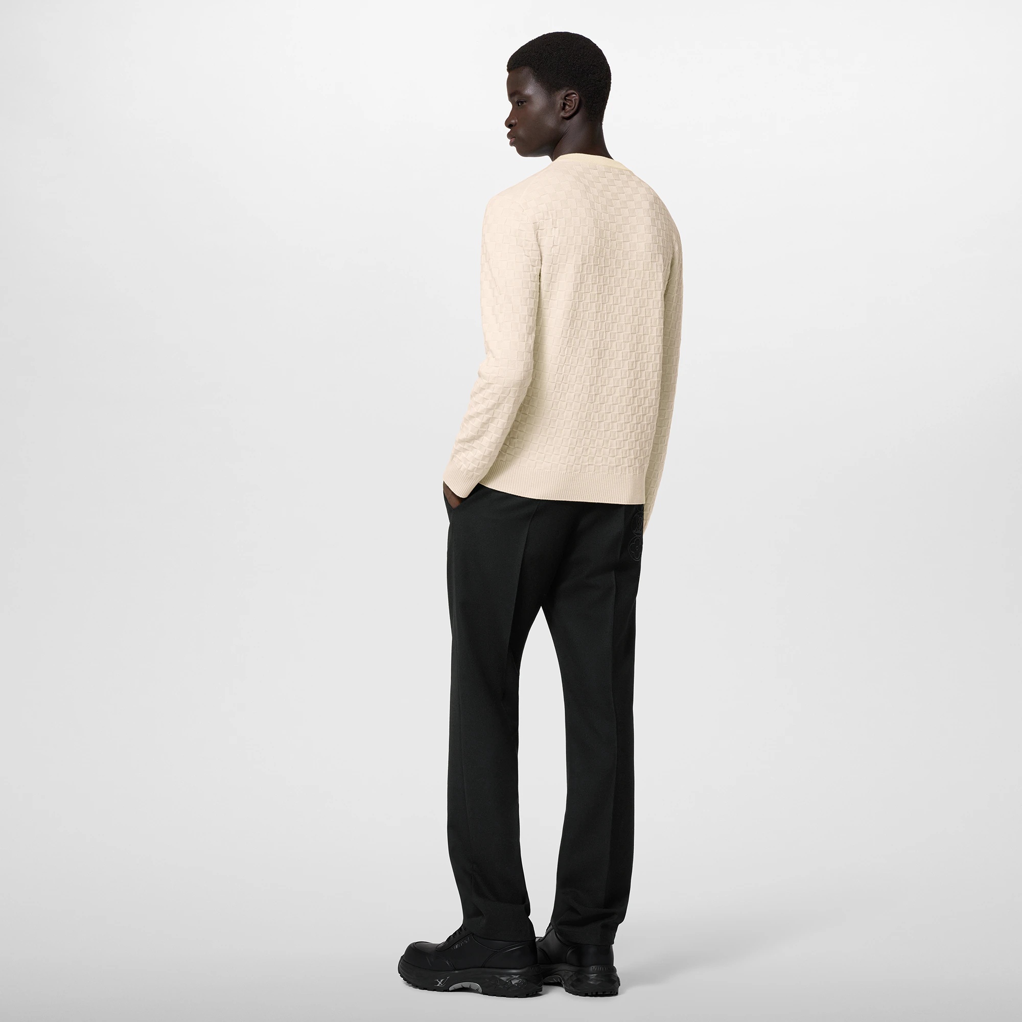 Damier Wool Long-Sleeved Crewneck - 3